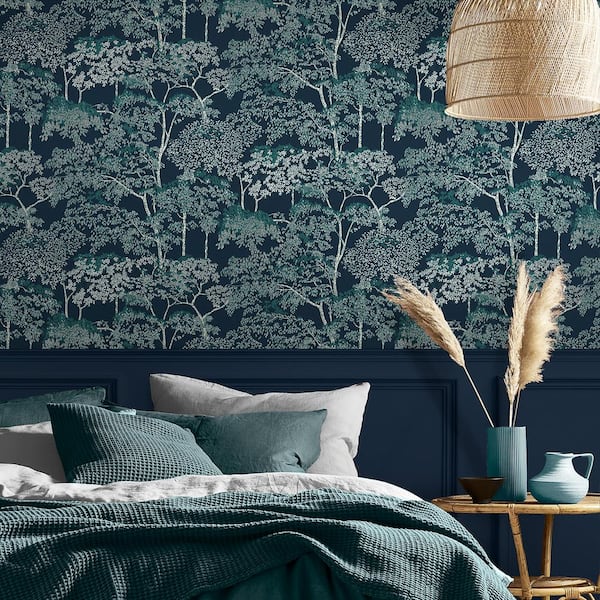 Idyll Tree Navy Wallpaper