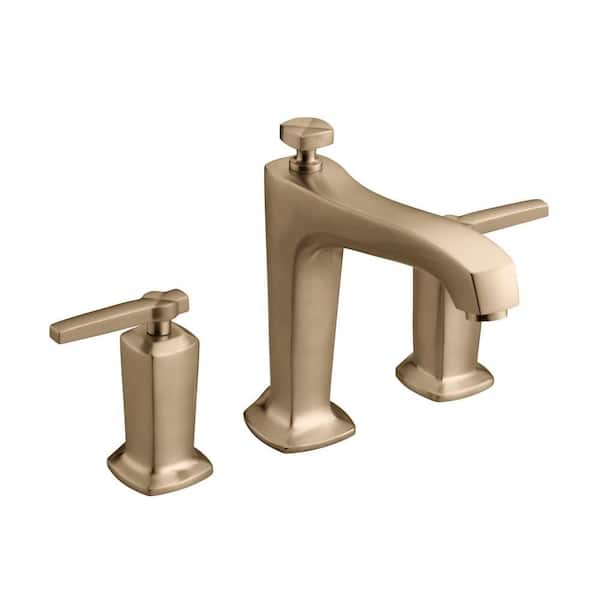 KOHLER Margaux 2-Handle Deck-Mount Roman Tub Faucet Trim Kit with Lever Handles in Vibrant Brushed Bronze (Valve Not Included)