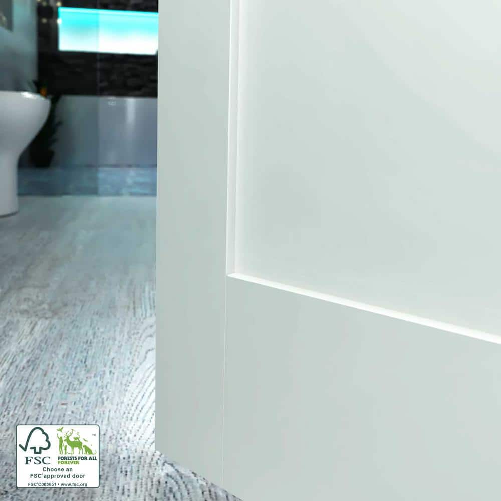 Primed White 80" x 36" Paneled Solid Wood Interior Door