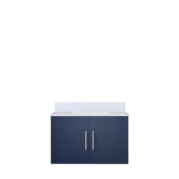 Geneva 30 in. W x 22 in. D Navy Blue Bath Vanity and White Quartz Top