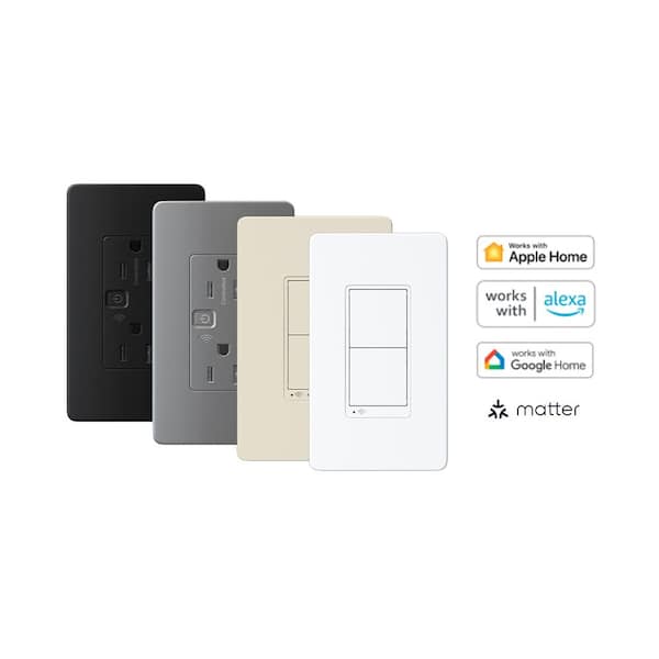X Series 15 Amp Single Pole/3-Way Matter Smart Wi-Fi Energy Monitoring Rocker Switch Style Light Switch Matte