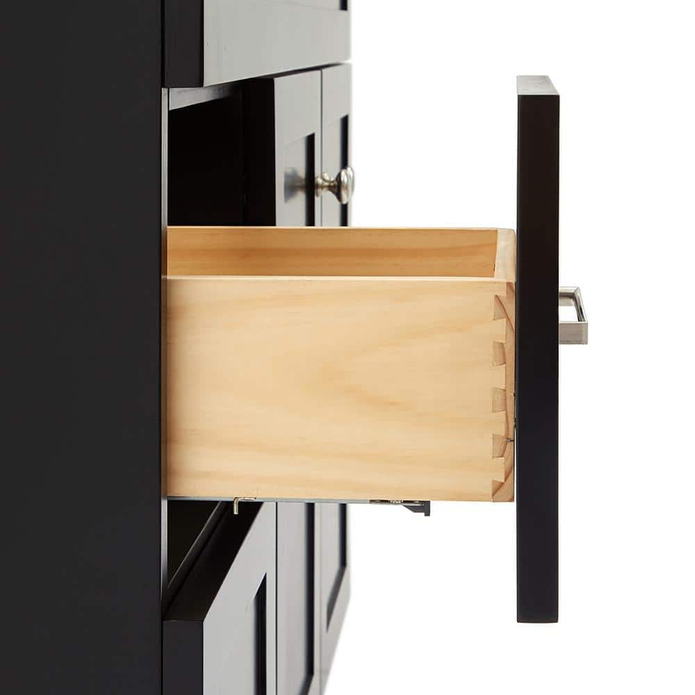 Hamlet Black Freestanding Single Sink Vanity with White Marble Top