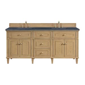 Lorelai 72.0 in. W x 23.5 in. D x 34.06 in. H Bathroom Vanity in Light Natural Oak with Charcoal Soapstone Top