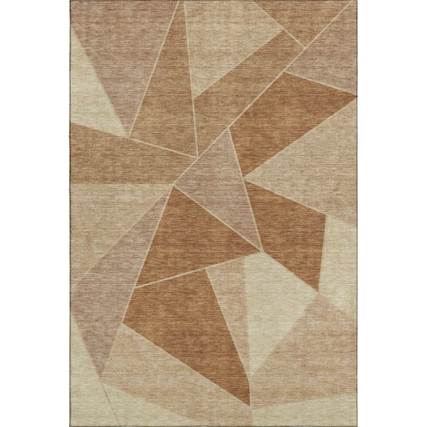 Mayfield Premium Machine Washable Indoor/Outdoor Geometric AMF636 Paprika 8 ft. x 10 ft. Area Rug