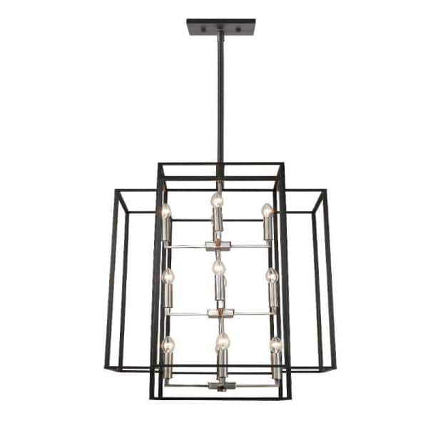 Titania Black and Brushed Nickel 12-Light Geometric Pendant