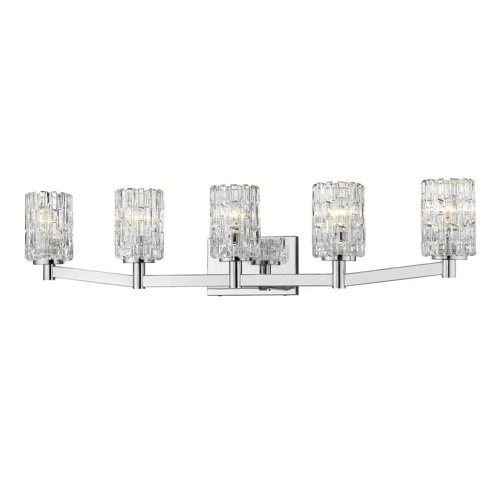 5-Light 40.75 in. Chrome Vanity Light with Clear Glass 1931-5V-CH - The ...