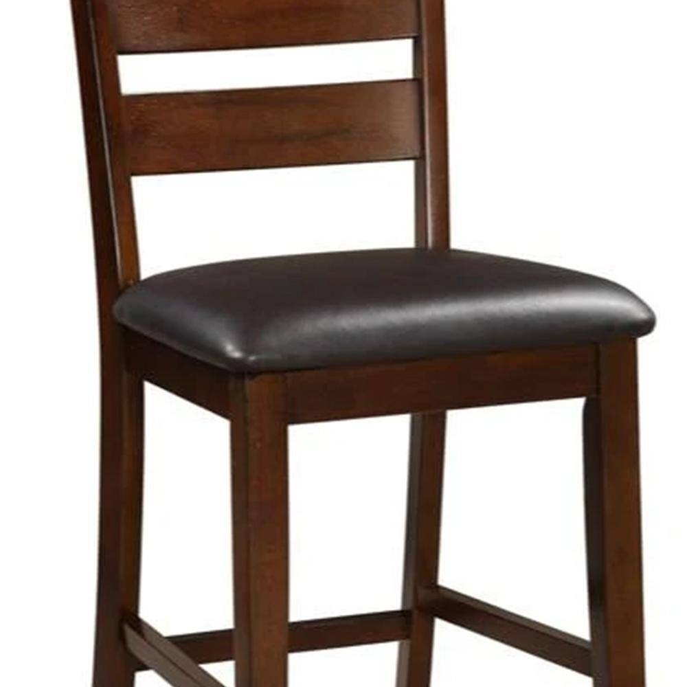 Brown Faux Leather Upholstered Parsons Side Chair Set