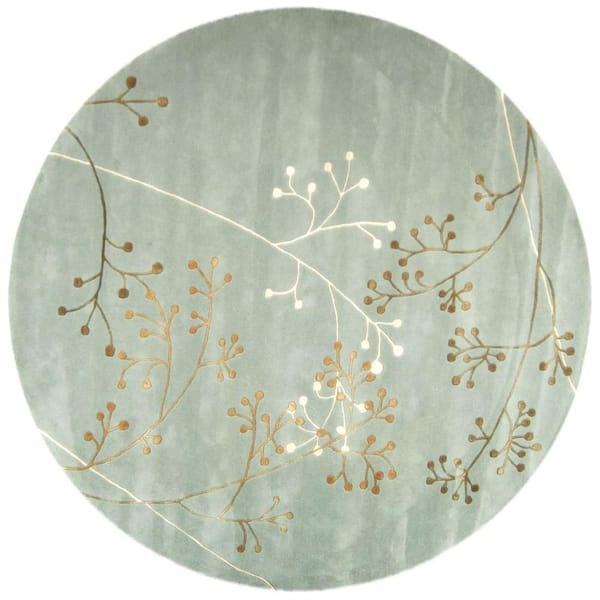 SAFAVIEH Soho Light Blue 8 ft. x 8 ft. Round Floral Antique Area Rug