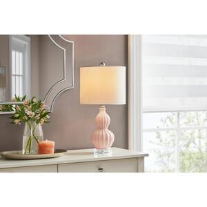 Monroe 21.5 in. Blush Pink Ceramic Table Lamp with White Fabric Shade