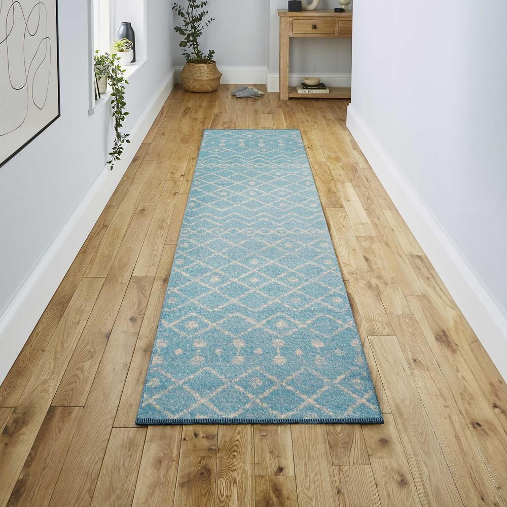 JONATHAN Y Aksil Moroccan Beni Souk Turquoise/Cream 2 ft. x 8 ft. Runner Rug