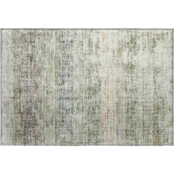 Mayfield Premium Machine Washable Abstract AMF2388 Olive 2 ft. x 3 ft. Accent Rug