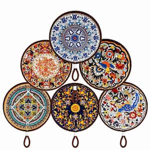 6 Piece 6.7 in. Ceramic Trivets for Hot Pots and Pans, Portable Hanging Hot Dish Mat for Kitchen Countertop, Table