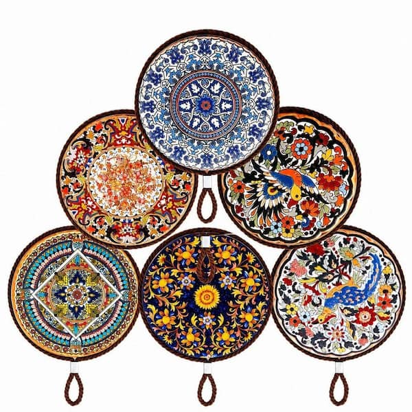 6 Piece 6.7 in. Ceramic Trivets for Hot Pots and Pans, Portable Hanging Hot Dish Mat for Kitchen Countertop, Table