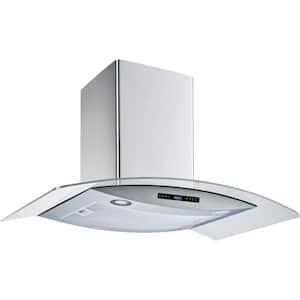 36 in. 475 CFM Convertible Stainless Steel/Glass Wall Mount Range Hood with Mesh and Charcoal Filters and Touch Control