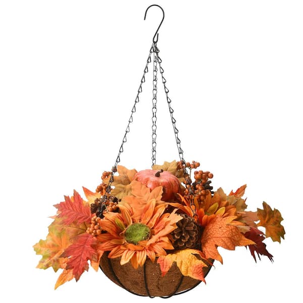 National Tree Company 18 in. Artificial Harvest Sunflower Hanging