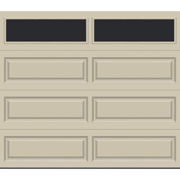 Classic Steel Long Panel 8 ft. x 7 ft. Insulated 6.5 R-Value Desert Tan Garage Door with windows