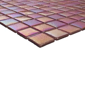 Glass Tile Love Burning Red Chips Mosaic Glossy Glass Floor Tile (10.76 sq. ft./Case)