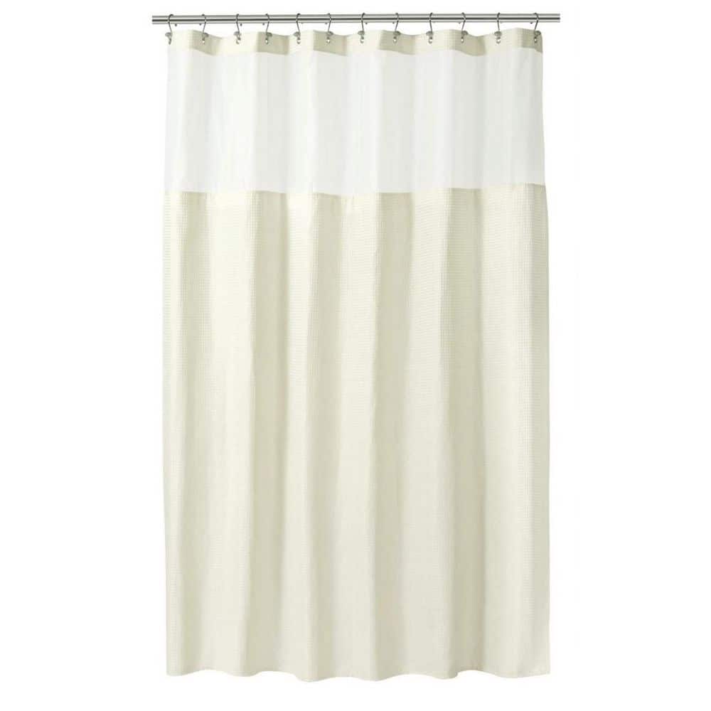 1-Piece Bath Accessory Set in Cream, 71 x 72 in. Waffle Weave Shower Curtain with Snap-in Fabric Liner Set price history on PriceWatchPro