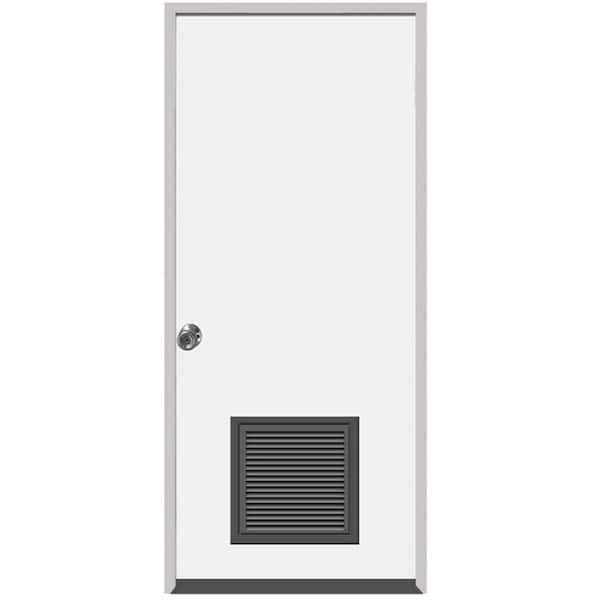 Steves & Sons 32 in. x 80 in. Element Series Vented Flush White Primed Right-Hand Inswing Steel Prehung Front Door w/ 4-9/16 in. Frame