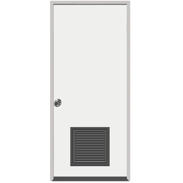 Steves & Sons 36 in. x 80 in. Premium Vented Flush Primed White Right-Hand Inswing Steel Prehung Front Door with 4 in. Wall