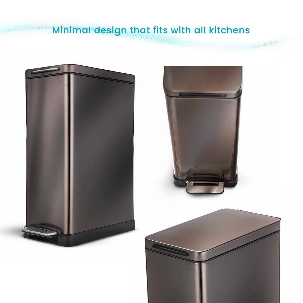Slim Black Stainless Steel 12 Gallon Step Pedal Trash Can