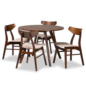 5-Piece Timothy Light Beige and Walnut Brown Dining Set
