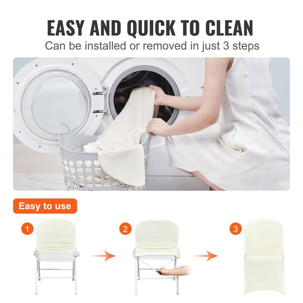 Ivory Stretch Spandex Chair Covers for Dining and Events