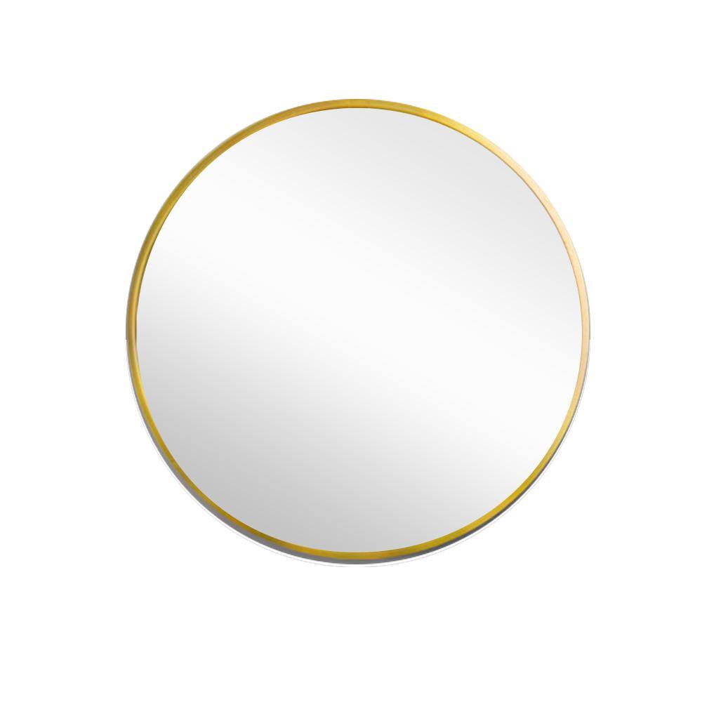 32 in. W x 32 in. H Round Framed Wall Bathroom Vanity Mirror in Gold price history on PriceWatchPro