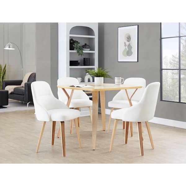 Lumisource York Zebra Wood and White Faux Leather Upholstered