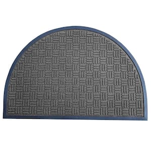 Indoor Outdoor Doormat Black 24 in. x 36 in. Checker Half Round Floor Mat