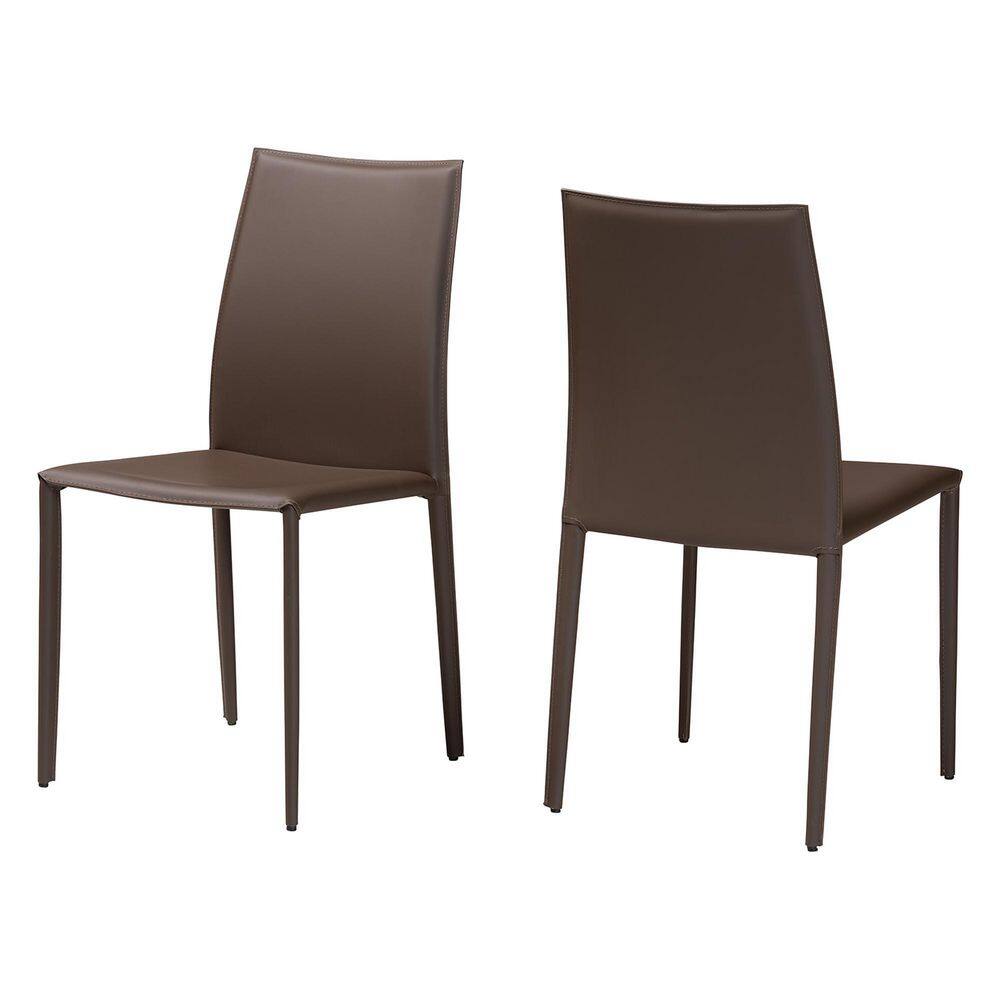 Taupe Faux Leather Upholstered Parsons Dining Chair Set