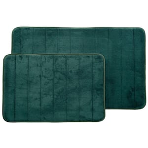Green 20.25 in. x 32.25 in. Memory Foam 2-Piece Bath Mat Set