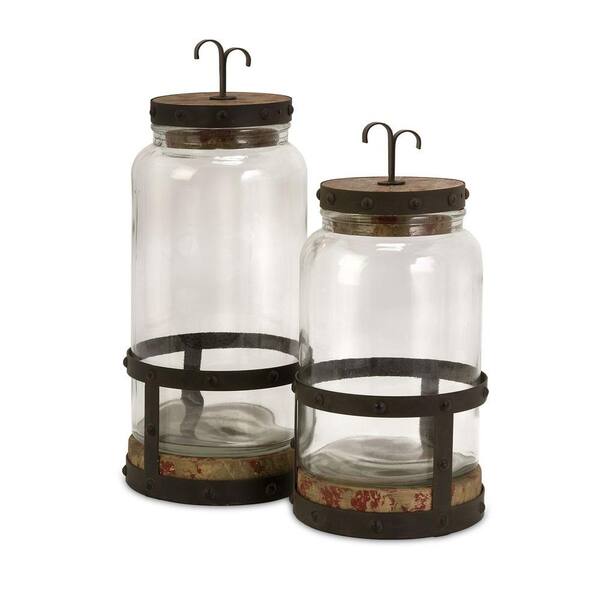 Filament Design Lenor 16.5 in. Decorative Lidded Canister in Clear (Set of 2)