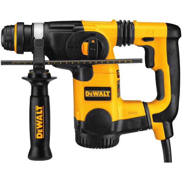 DEWALT - 8 Amp 1 in. Corded SDS-plus L-Shape Concrete/Masonry Rotary Hammer with SHOCKS, Case and Bonus 4-1/2 in. Angle Grinder