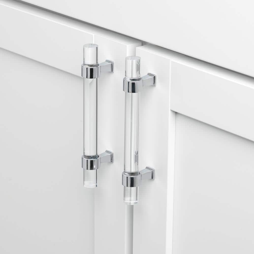 6-Inch Clear Acrylic and Polished Chrome Bar Pull