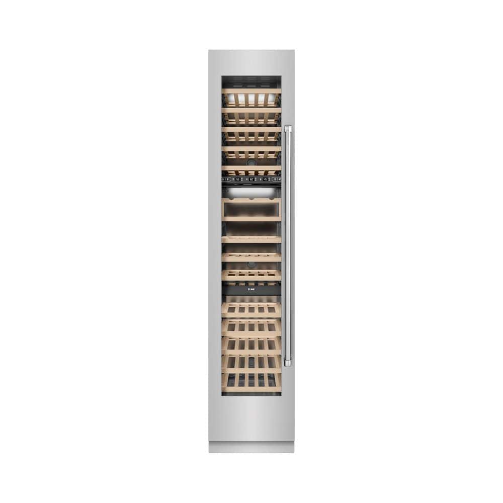 ZLINE Kitchen and Bath 18 in. 9.0 cu. ft. Triple Zone 68-Bottle Left Hinge Column Wine Cooler in Stainless Steel