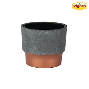 3 in. Nix Faux Concrete Small Gray Plastic Pot (3 in. D x 2.5 in. H) with Drainage Hole