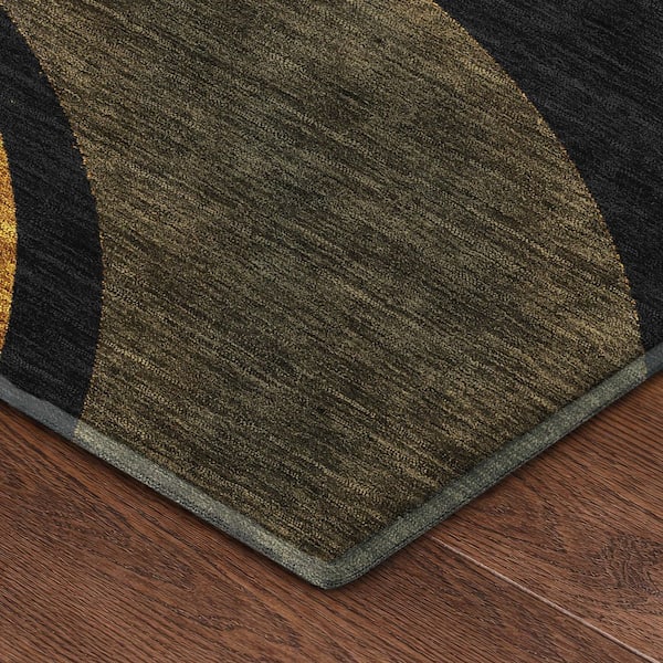 Mayfield Premium Machine Washable Abstract AMF2537 Black 9 ft. x 12 ft. Area Rug