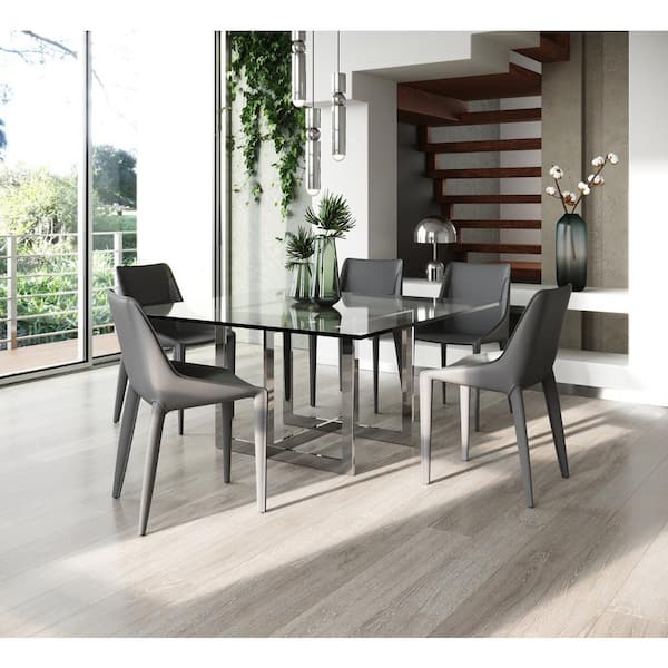Halo Modern Light Grey Leather Dining Chair (Set of 2)