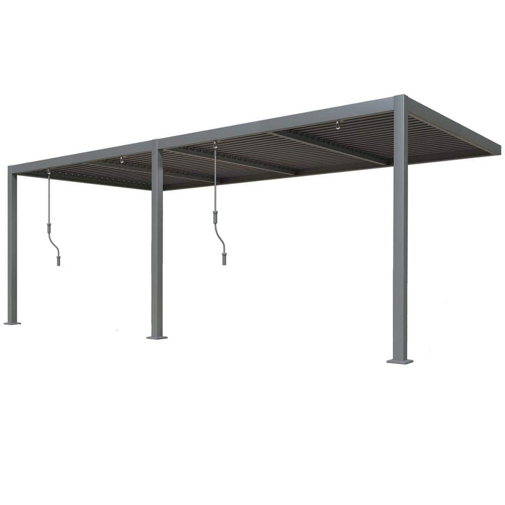 10 ft. x 20 ft. Wall-Mounted Aluminum Pergola with Adjustable Louvered Roof