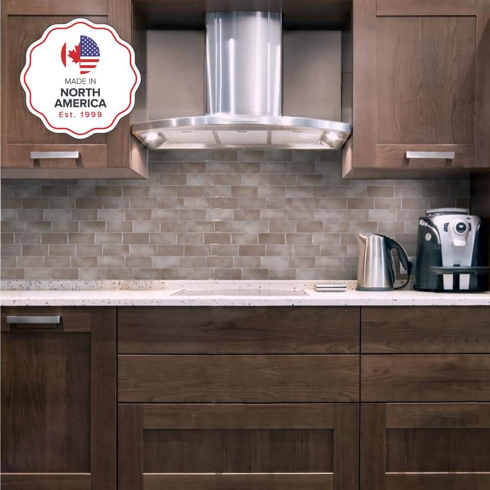 Metro Cologne Beige Glossy Peel and Stick Backsplash Tile