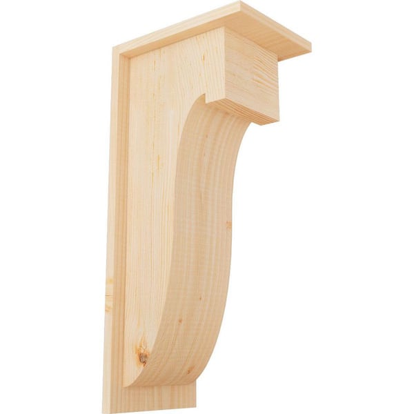 Ekena Millwork 7-1/2 in. x 10 in. x 22 in. Douglas Fir Del Monte Smooth Corbel with Backplate
