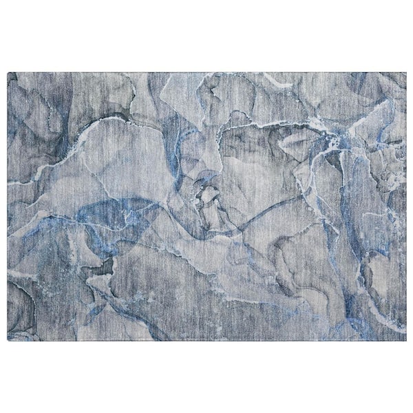 Dream Shag Premium Machine Washable Abstract ADS519 Blue 3 ft. x 4 ft. Area Rug