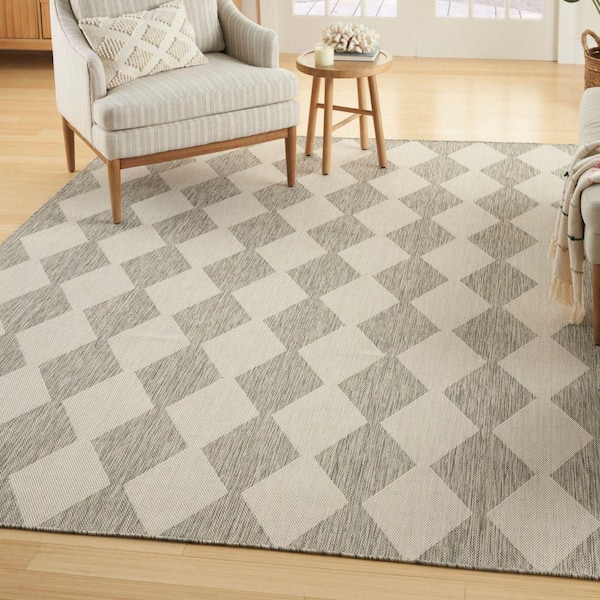 Positano Light Grey 5 ft. x 7 ft. Diamond Contemporary Area Rug