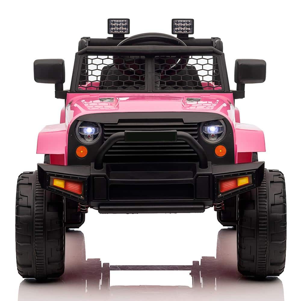 12V Pink Ride-On Truck with Remote Control and LED Lights