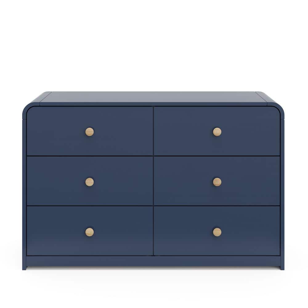 Midnight Blue Double Nursery Dresser with 6 Drawers