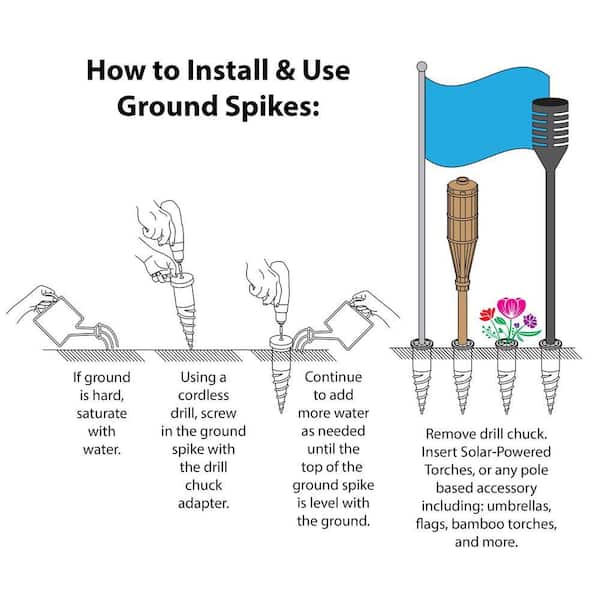 Ground Spike Anchor Kit-4-Pack with Drill Chuck GS204 - The Home Depot