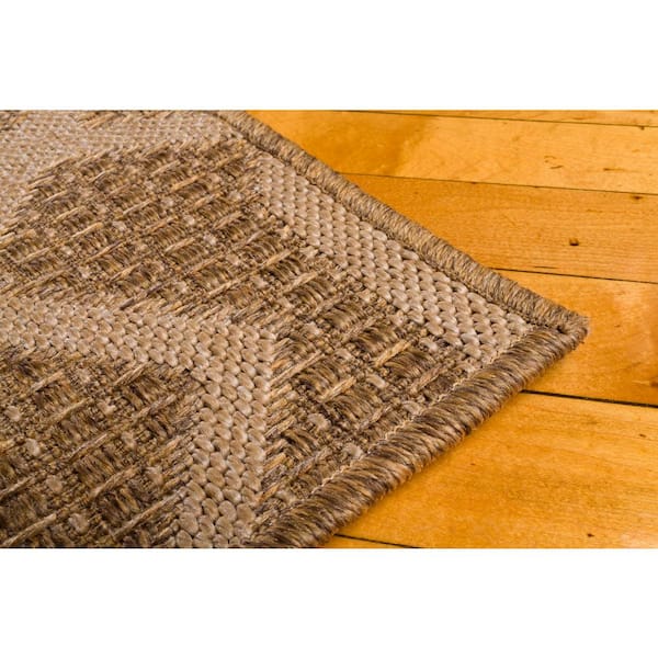 Santorini Intertwined Fret Earth/Natural 5 ft. x 8 ft. Indoor/Outdoor Patio Area Rug