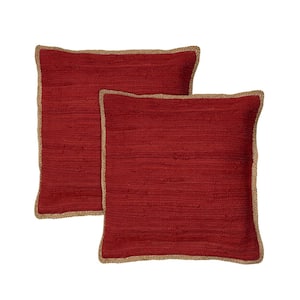 Raeleigh Red Solid Cotton Blend 20 in. x 20 in. Indoor Throw Pillow (Set of 2)