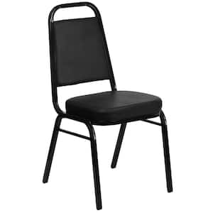 Hercules Vinyl Trapezoidal Back Stacking Ergonomic Banquet Chair in Black